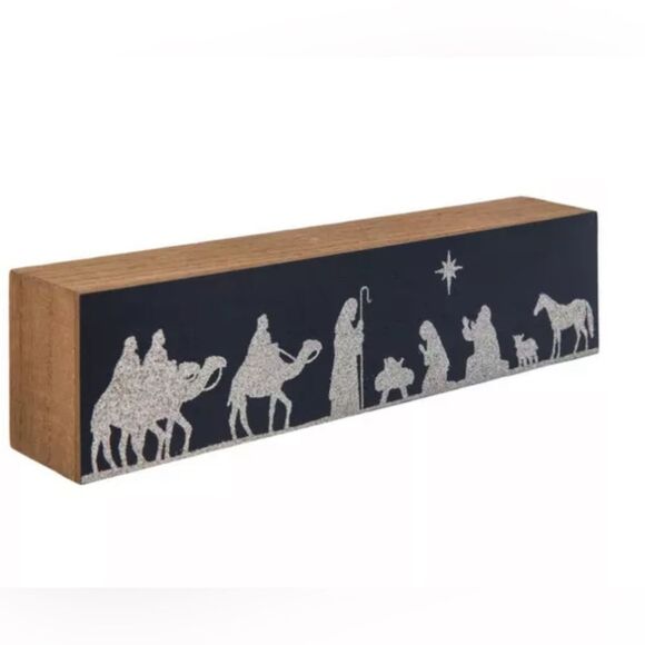 Nativity Scene Wooden Block Decor Nativity Wood Decor - Picture 1 of 3